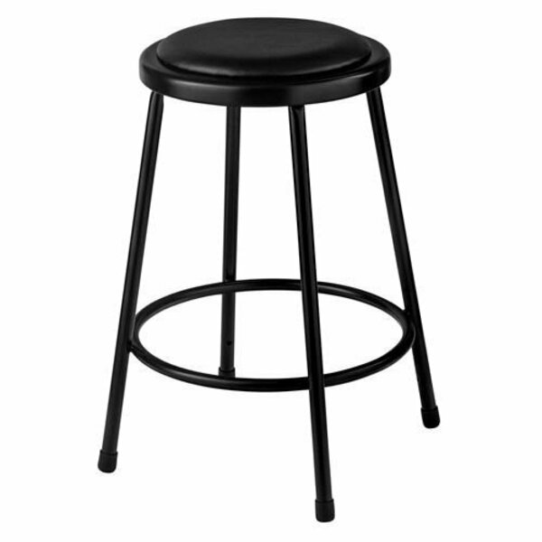 Interion By Global Industrial Interion 24inH Steel Work Stool with Vinyl Seat, Backless, Black, 2PK B2217231